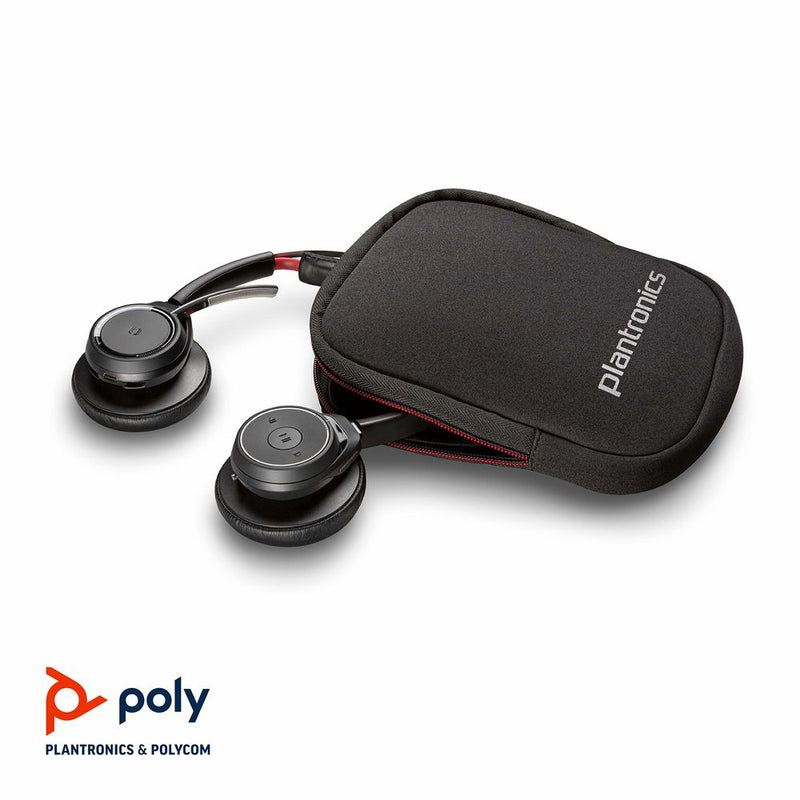 Auriculaire avec microphone noir focus en poly voyager