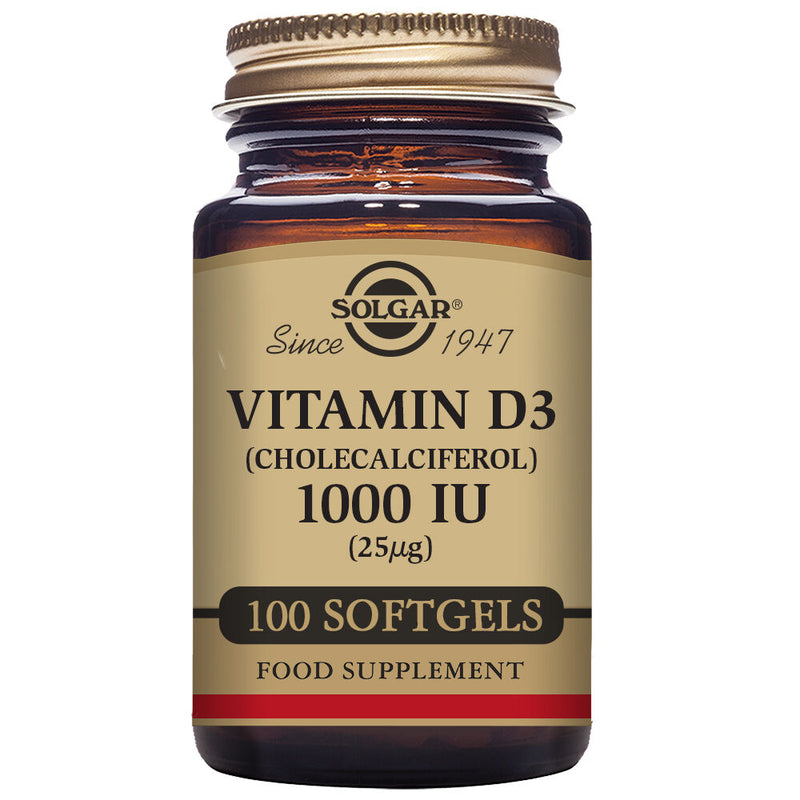 Vitamine D3 (huile de foie de poisson et cholécalciférol solgar 1000 UI (100 capsules)