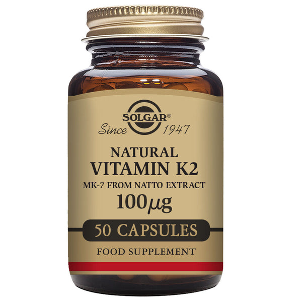 Vitamine K2 avec Solgar Natural MK-7 (extrait Natto) (50 comprimés)