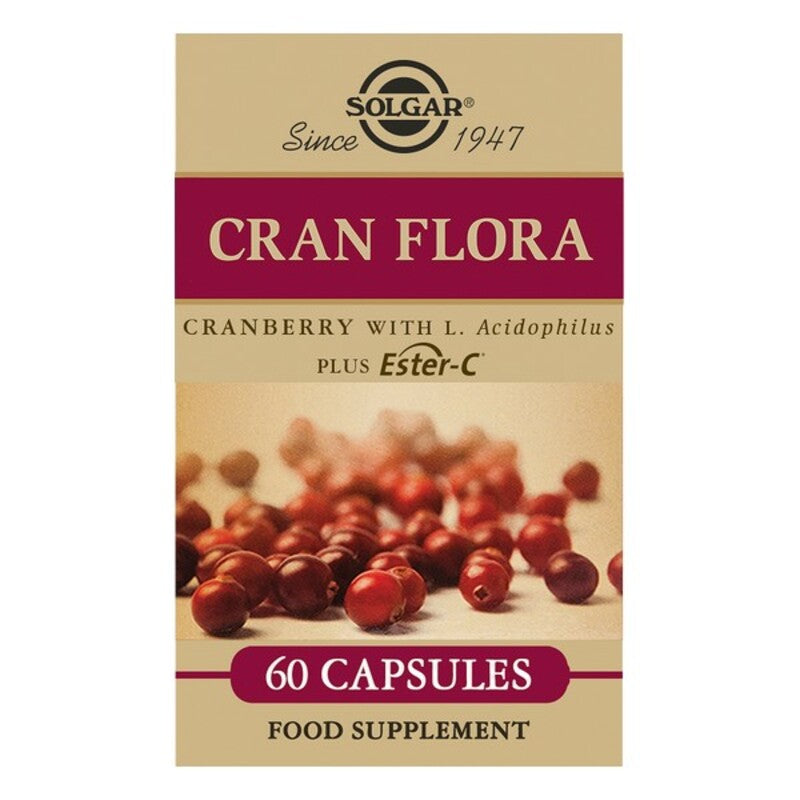 Cran Flora (Mirtillo Rosso con Probiotici ed Ester-C Solgar (60 Capsule)