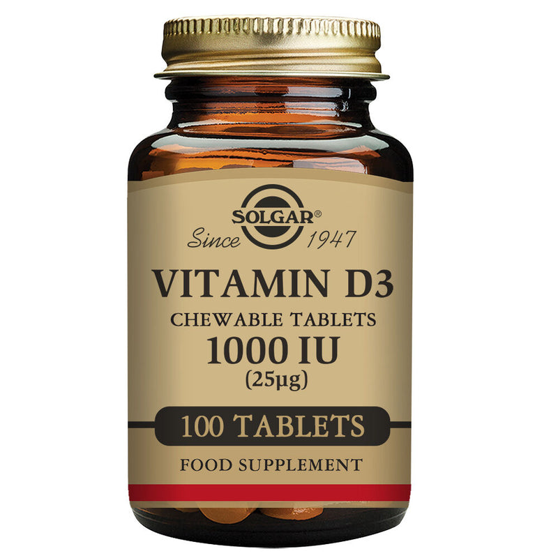 Vitamine D3 (cholécalciférol) Solgar 1000 UI (100 comprimés)