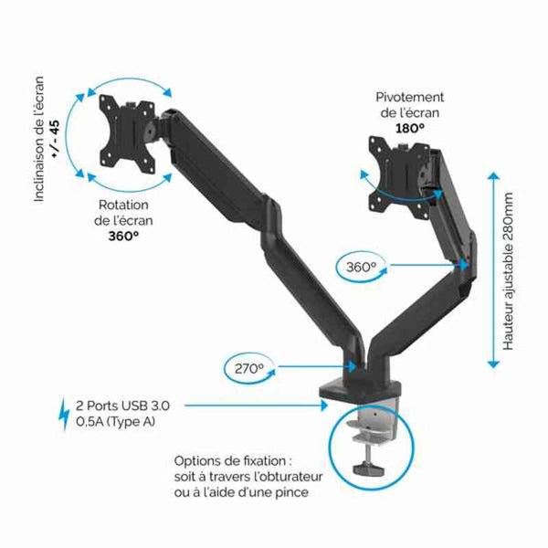 Support télévisé avec ARM Fellowes 8042501 Multilink Black