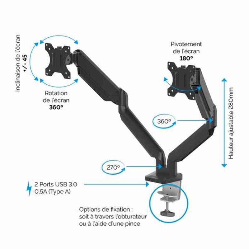 Supporto TV con Braccio Fellowes 8042501 Multilink Nero