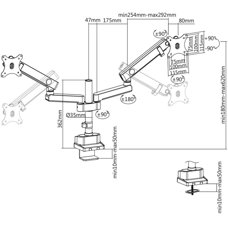 Supporto da Tavolo per Schermo V7 DMPRO2DTA-3E