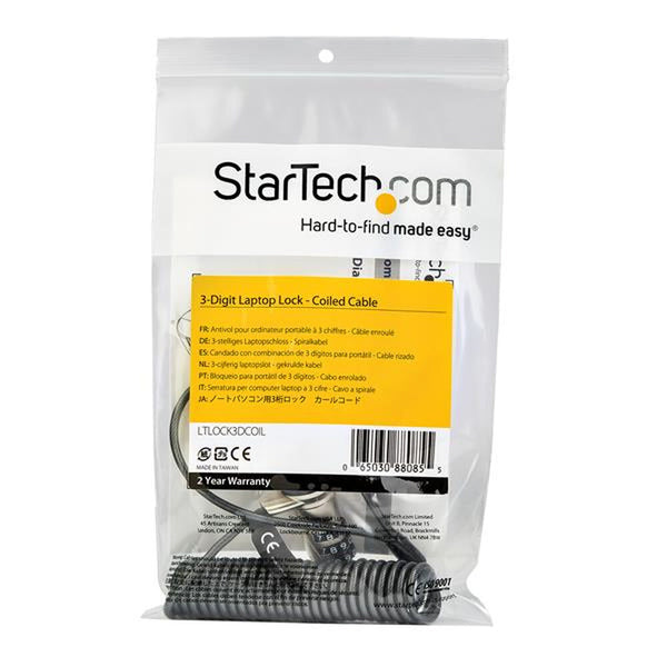 StartTech ltlock3dcoil 1,83 m Câble de sécurité