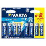 Varta LR6 AA 1,5 V Hochenergiealkalische Batterie (8 Stcs)