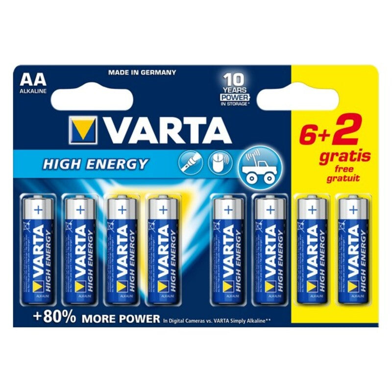 Varta LR6 AA 1,5 V Hochenergiealkalische Batterie (8 Stcs)