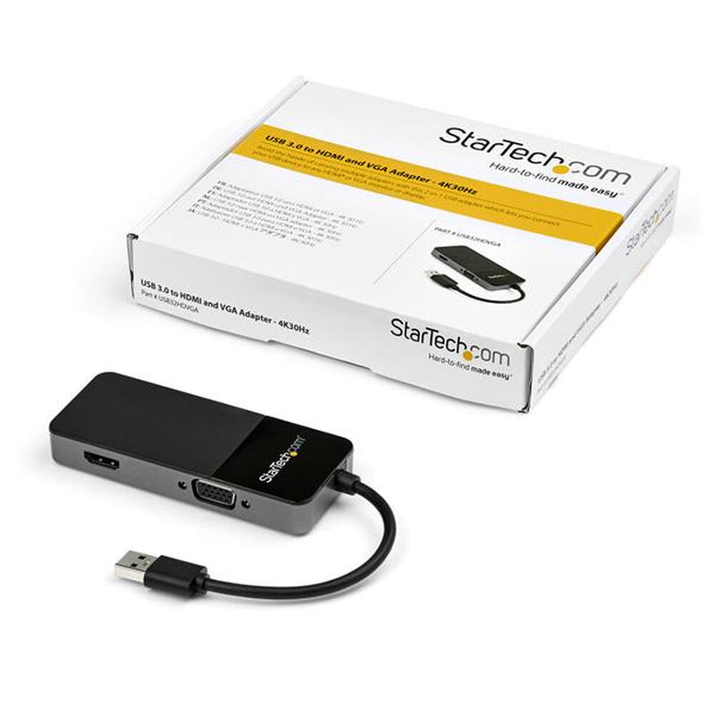 Adattatore USB con VGA/HDMI Startech USB32HDVGA           4K Ultra HD Nero