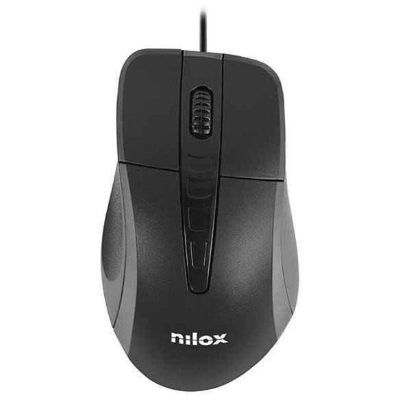 Maus mit Kabel und optischem Sensor Nilox MOUSB1001 1000 DPI Schwarz