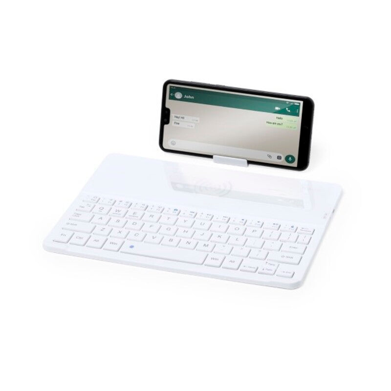 Tastiera Bluetooth con Caricabatterie Wireless Qi 146129 Bianco