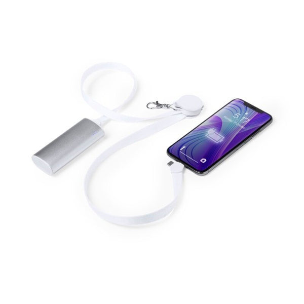 Laccio da Collo con Caricabatterie USB-C, Micro USB e Lightning 146145 Bianco