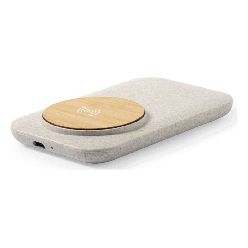 Caricabatterie Wireless Qi con Porte USB 146536 Bambù Paglia di Grano ABS