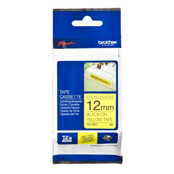 Nastro Adesivo Brother TZES631 12 mm x 8 m Nero Giallo Laminato