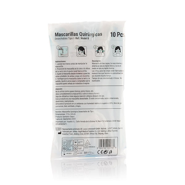 Masque chirurgical jetable 3 couche Masque de type I Modèle B (pack de 10)