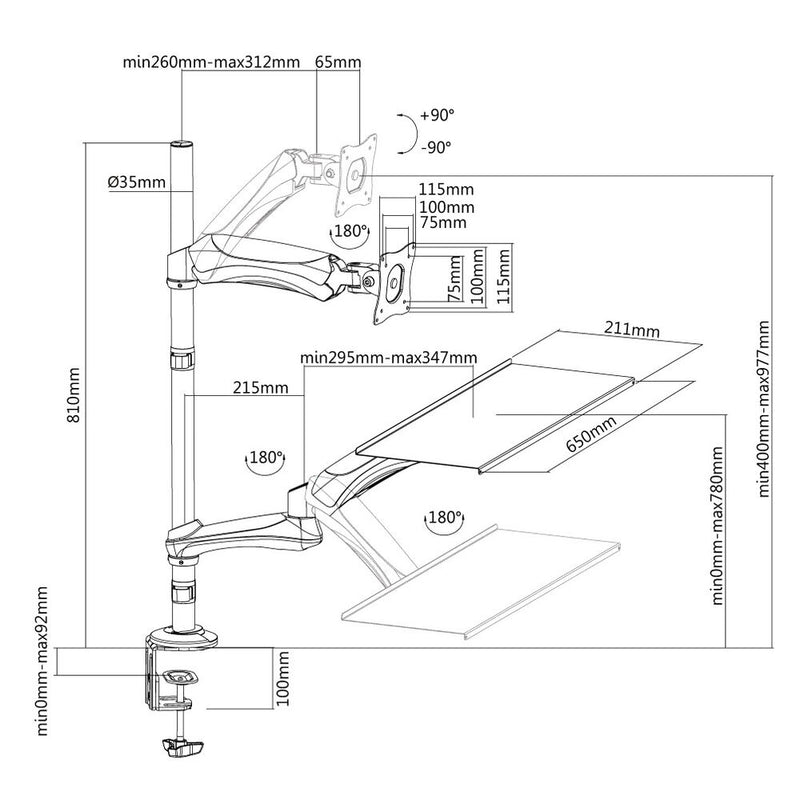 Supporto da Tavolo per Schermo Neomounts FPMA-D500KEYB