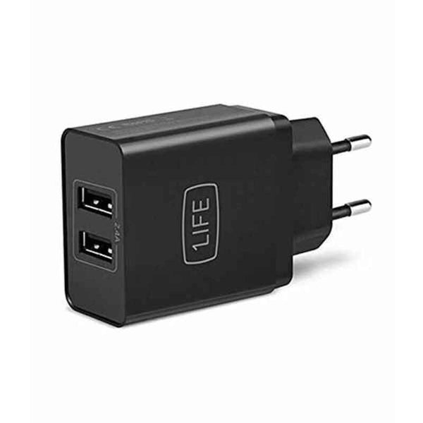 Caricabatterie da Parete 1LIFE 1IFEPA2USB Nero 5V / 2,4A