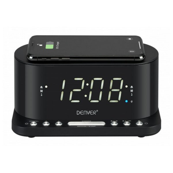 Radio Sveglia con Caricabatterie Wireless Denver Electronics CRQ-110 12" LED USB Nero