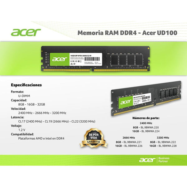 Memoria RAM Acer BL9BWWA226 16 GB DDR4