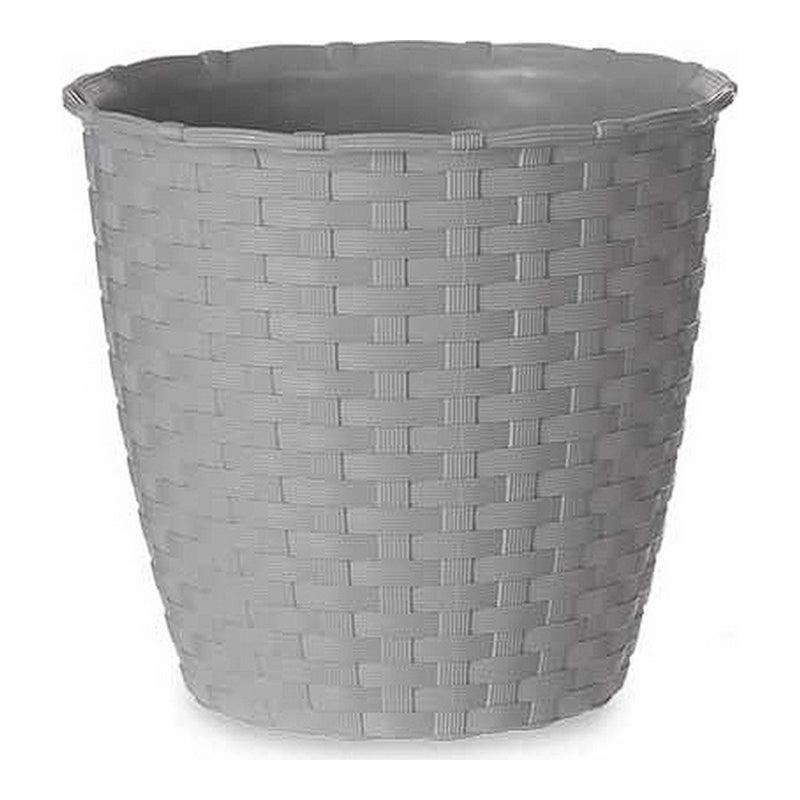 Vase gris en plastique (14 x 13 x 14 cm)