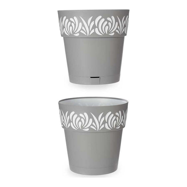 Vaso auto-irrigante Gaia Grigio Plastica (29 x 29 x 29 cm)