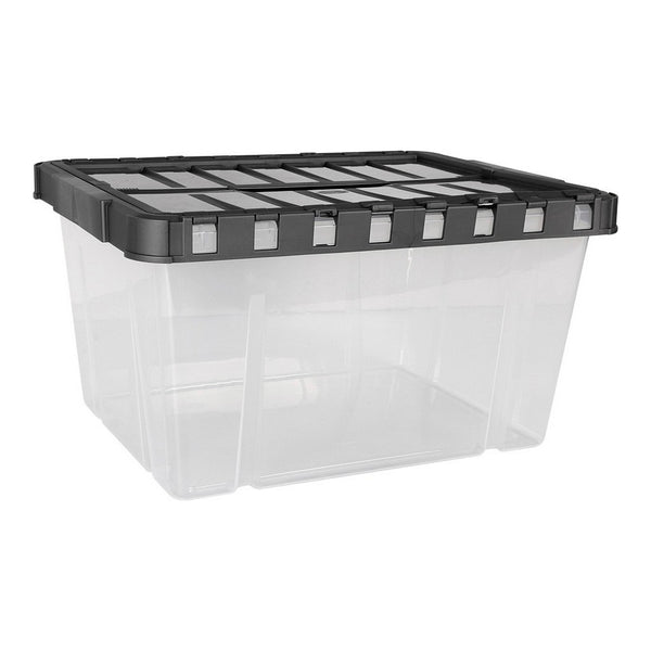 Caja de Almacenaje con Tapa Double Transparente Antracita (29 L)