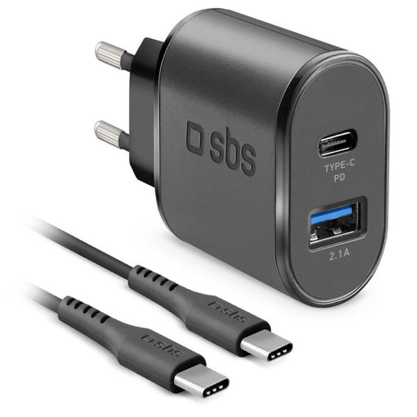 Caricabatterie da Parete + Cavo USB C SBS LB13462226 Nero