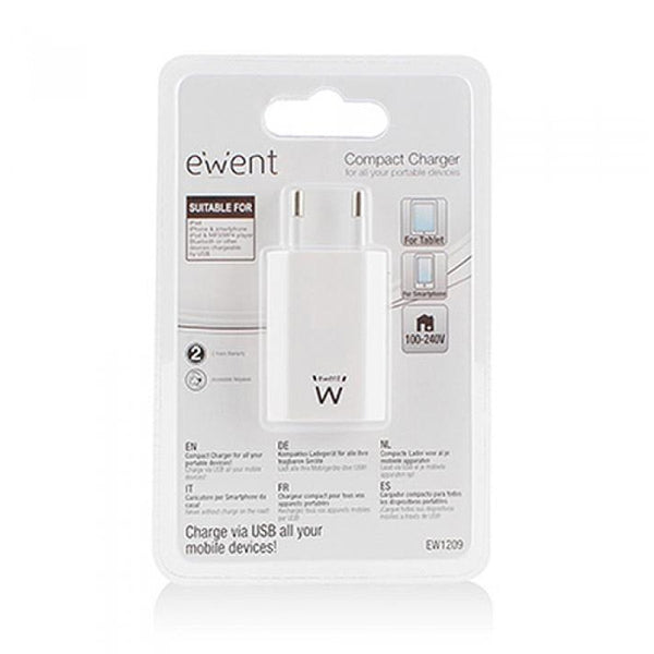 Caricabatterie da Parete Ewent EW1209 1000 mAh Bianco