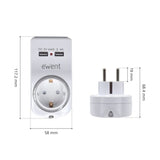 Presa Parete con 2 Porte USB Ewent EW1225 16A 3680 W