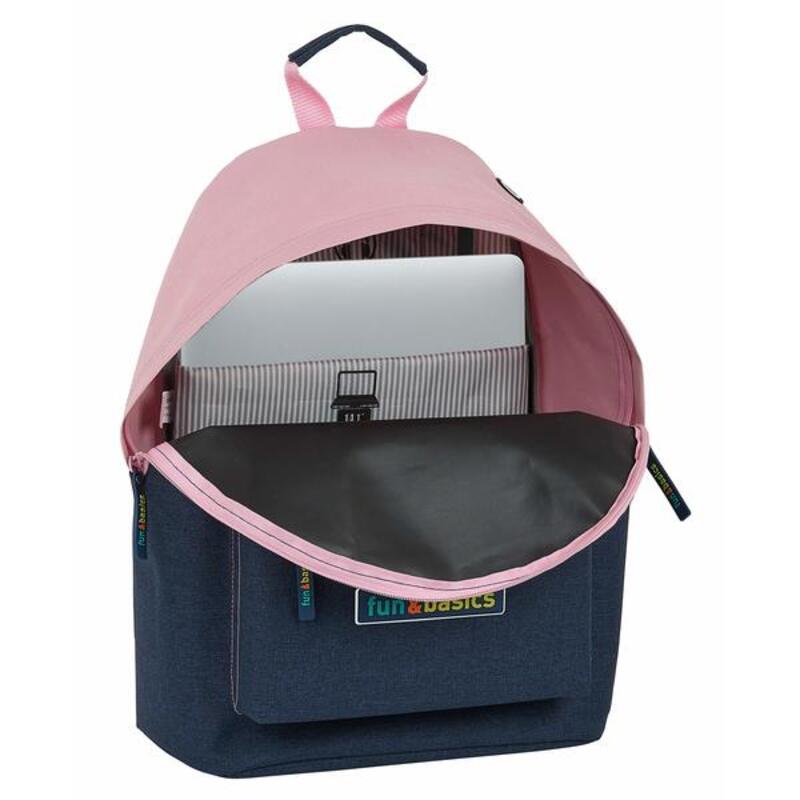 Saclet d'ordinateur portable Fun & Basics 14,1 '' Blue de la marine rose