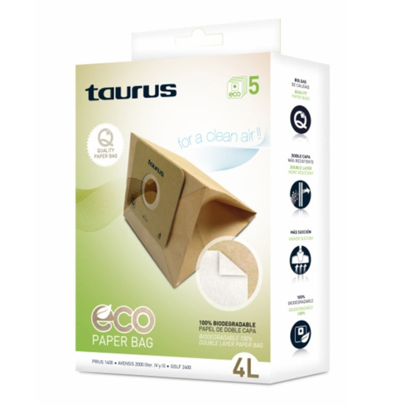 Bolsa de Recambio para Aspiradora Taurus 999.193 2L Marrón