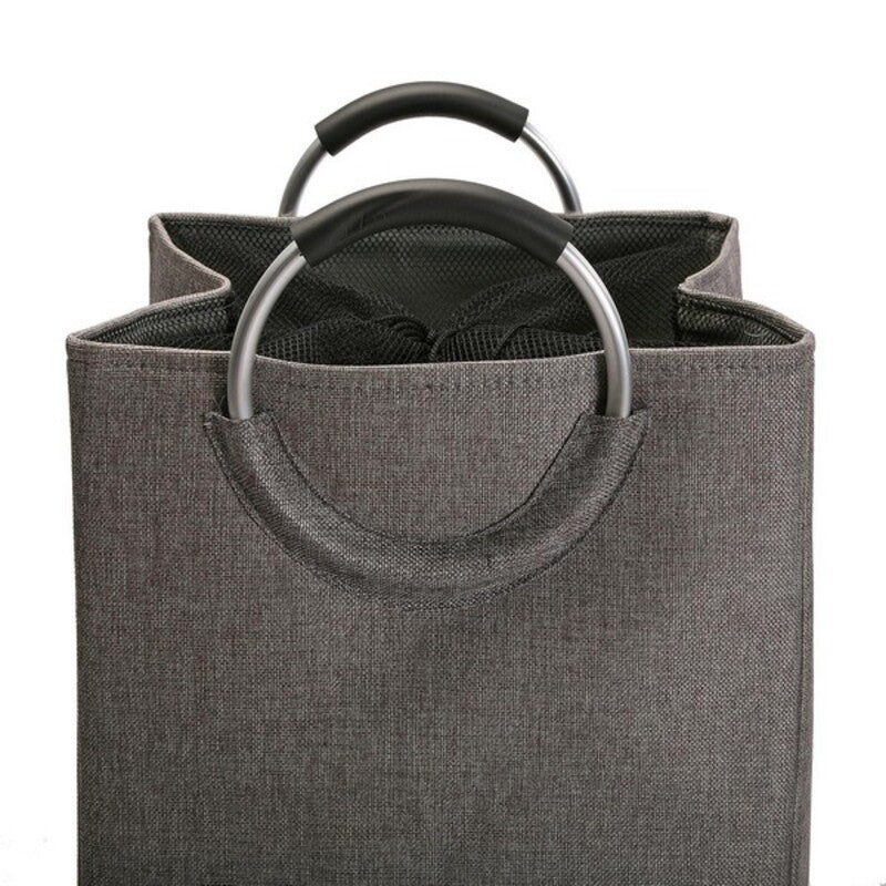 Cesto para la Ropa Versa 19485342 Gris oscuro Con asas Poliéster Minimalista (30 x 55 x 46 cm)