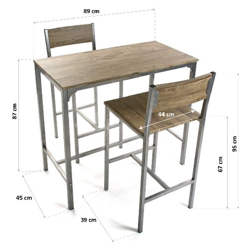 Tableau avec 2 chaises en bois MDF (45 x 87 x 89 cm)