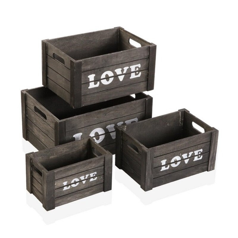 Juego de Cajas Decorativas Versa Love Madera (4 pcs)