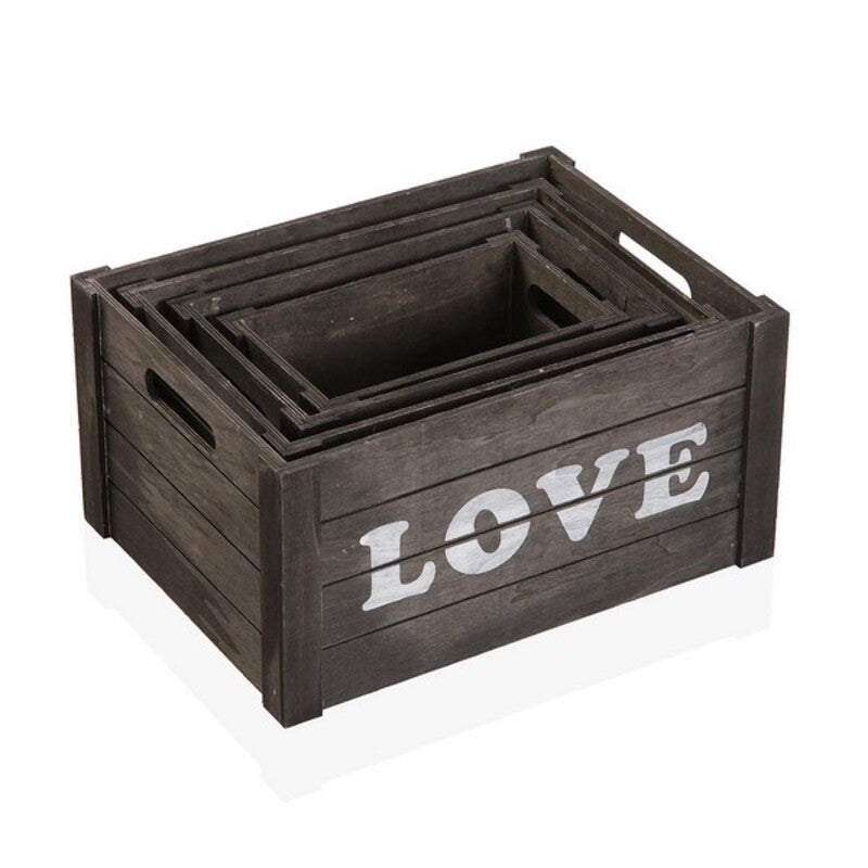 Juego de Cajas Decorativas Versa Love Madera (4 pcs)