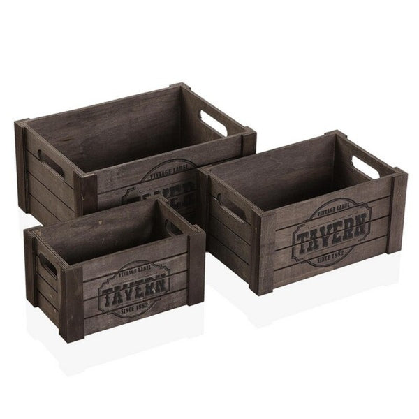 Set dekorativer Karten Versa Tavern Vintage Holz (25 x 17 x 35 cm) (3 pcs)