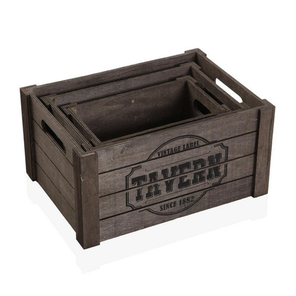 Set dekorativer Karten Versa Tavern Vintage Holz (25 x 17 x 35 cm) (3 pcs)