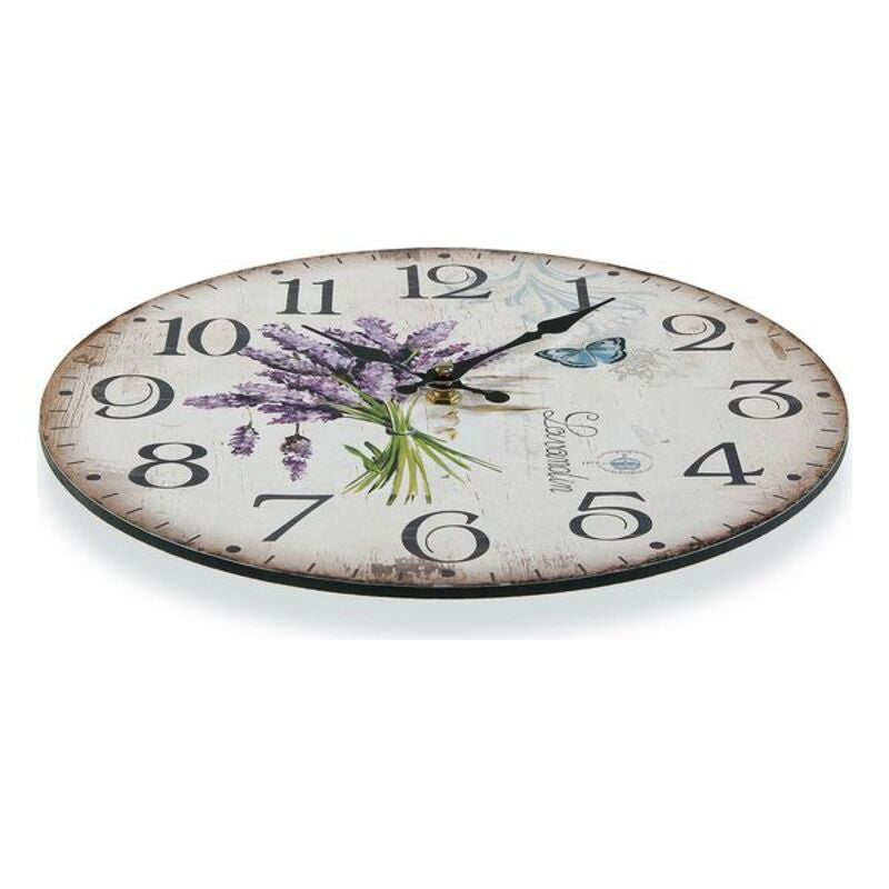 Montre murale verser la lavande en bois (4 x 30 x 30 cm)