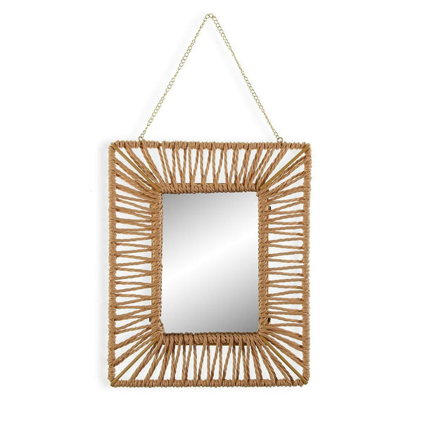 Specchio da parete Versa Veria Pătrat Specchio Rattan Bambù (2 x 23,5 x 28,5 cm) - zannishop