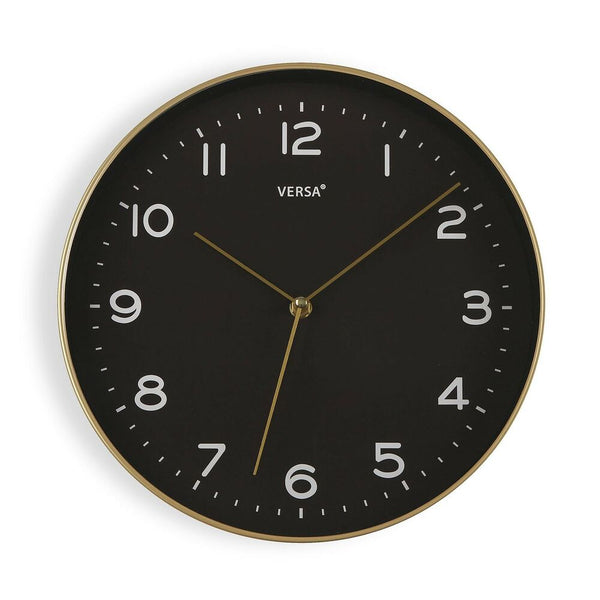 Orologio da Parete Versa Nero Dorato PU (30,5 x 4,3 x 30,5 cm)