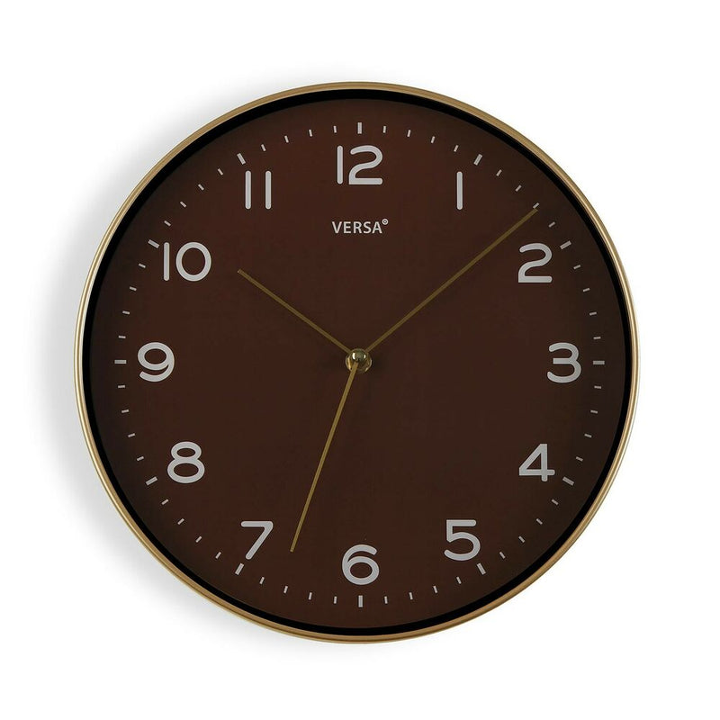 Orologio da Parete Versa Dorato Marrone PU (30,5 x 4,3 x 30,5 cm)