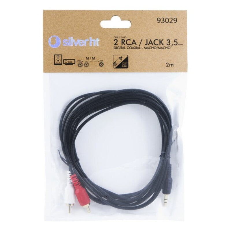 Cable de audio de Jack (3.5 mm) con 2 RCA Silver Electronics 93029 2 m