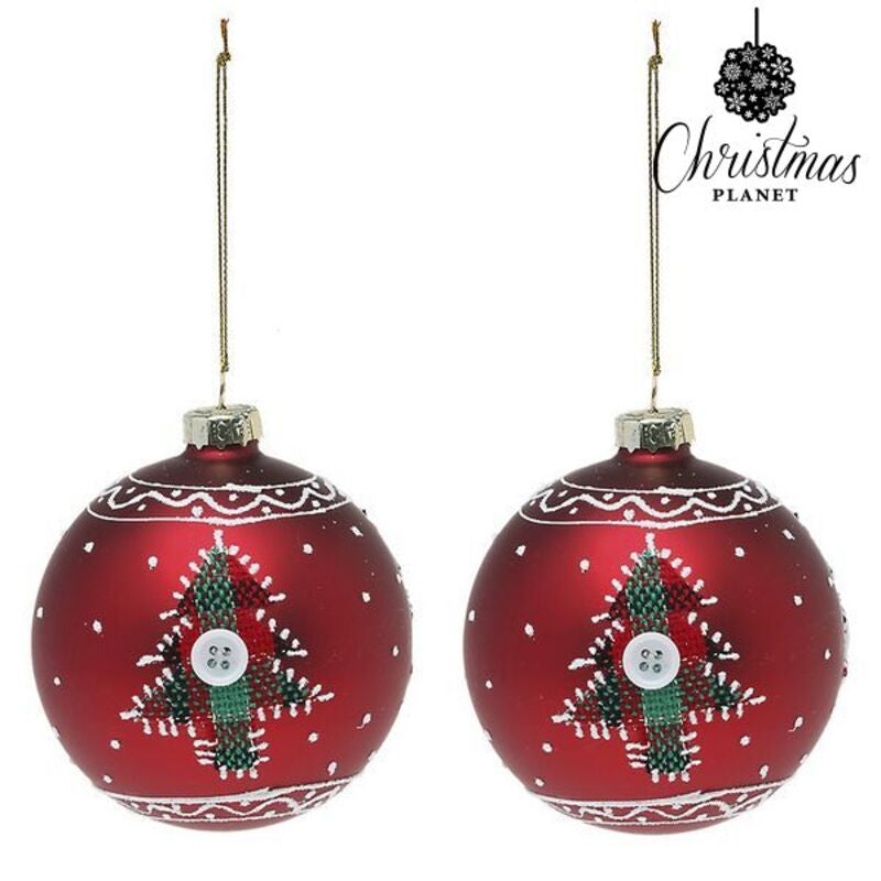 Weihnachtskugeln 8 cm (2 UDs) rotes Glas