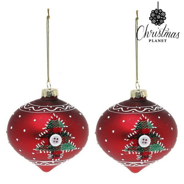 Weihnachtskugeln 8 cm (2 UDs) rotes Glas