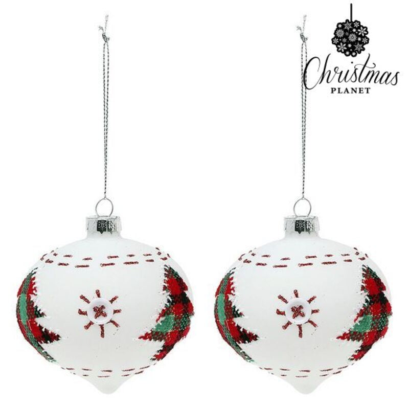 Boules de Noël 8 cm (2 tids) verre blanc