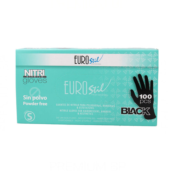 Guanti Monouso Eurostil Nero Taglia S Nitrile (100 uds)