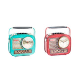 DKD Home Table Watch Decor Red Blue Radio Metal (22 x 8,5 x 19 cm) (2 Stcs)