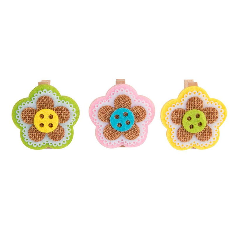 DKD Home Pin Decor Filz Dekoration Blume (6 Stcs) (4 x 10 x 10 cm)