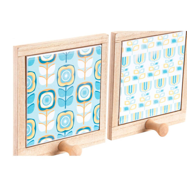 Appendiabiti DKD Home Decor Legno Floral (2 pcs) (14 x 13 x 4 cm)