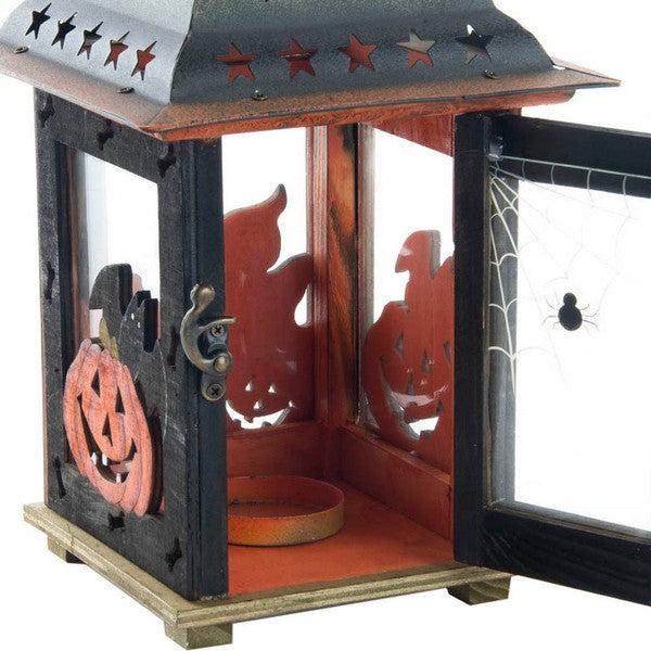 DKD Decoración del hogar Halloween Wood Metal Metal (17 x 17 x 26 cm)