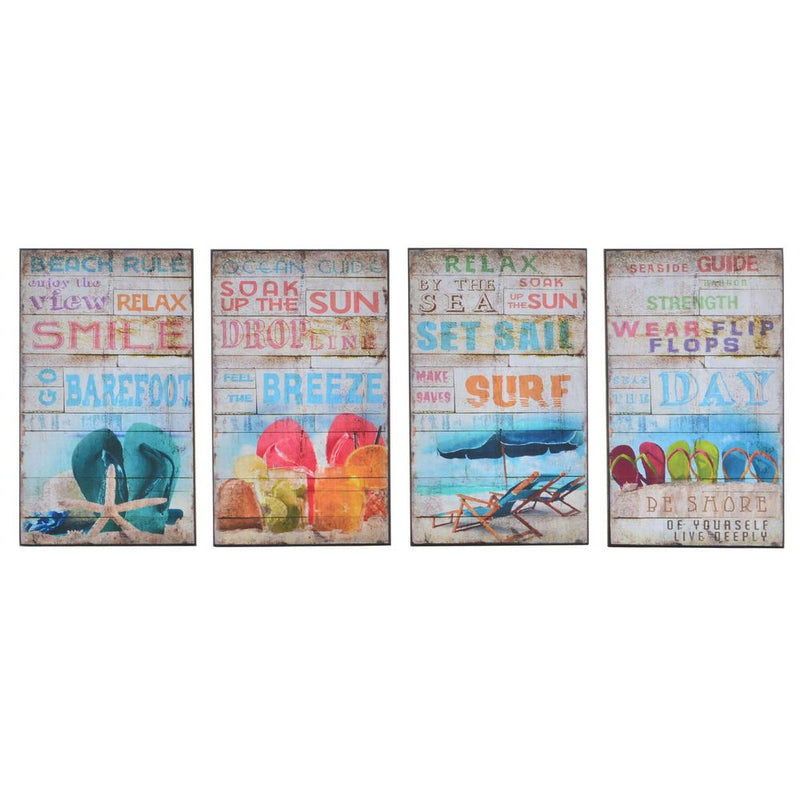 Quadro DKD Home Decor Legno Carta Spiaggia (4 pcs) (15 x 1 x 25 cm)